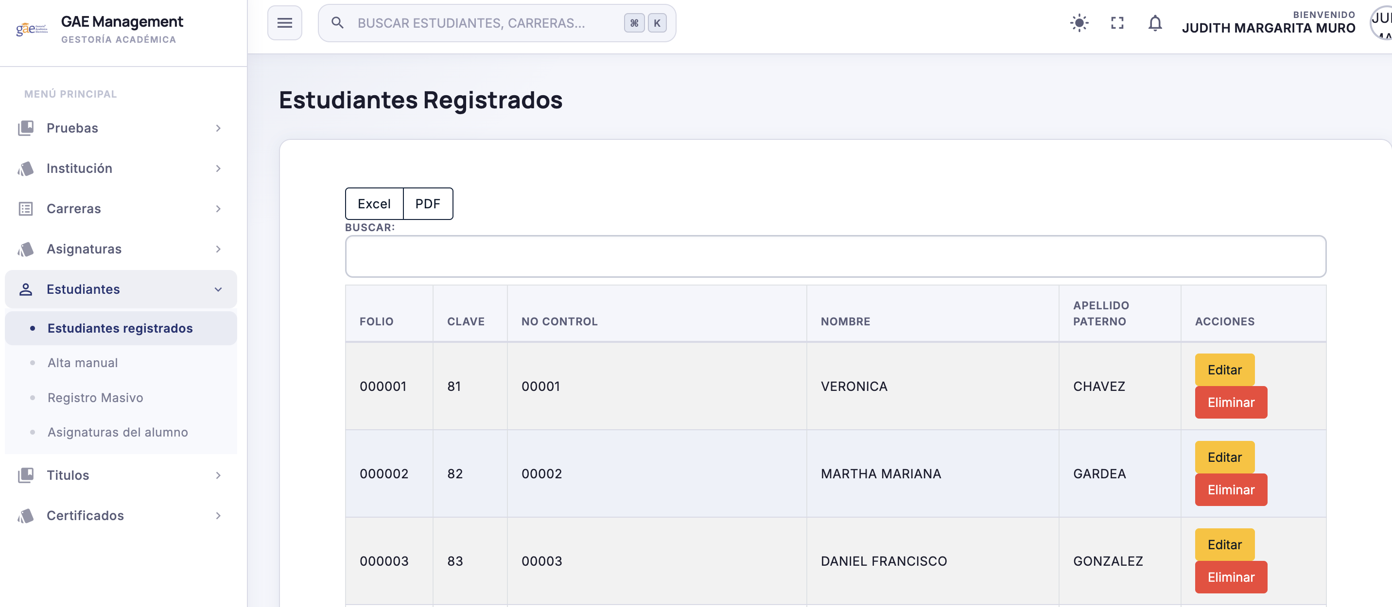 Administra Alumnos